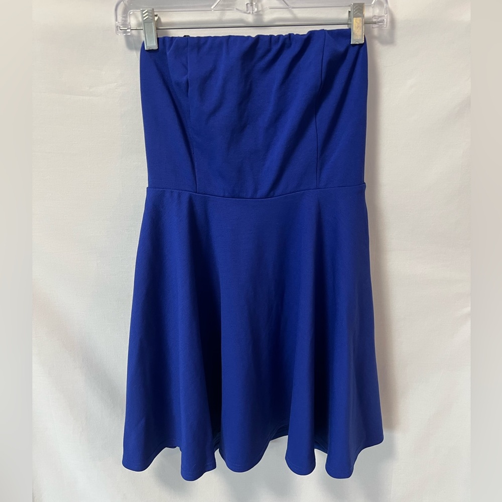 Lulu’s About a Twirl Royal Blue Strapless Skater Dress